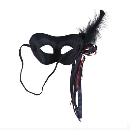 Schwarz Rote Augenmaske Feder