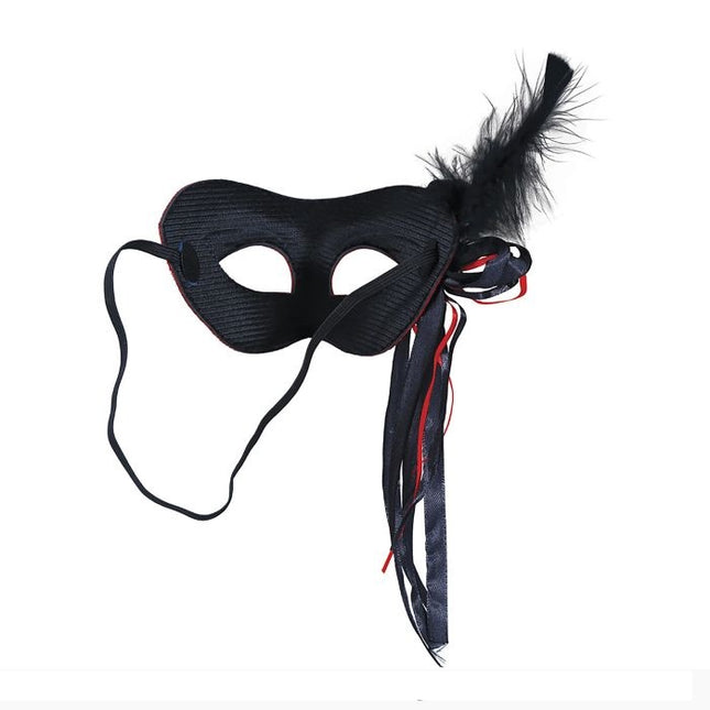Schwarz Rote Augenmaske Feder