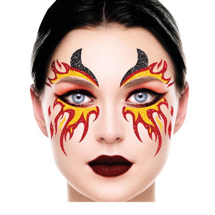 Gesichtsaufkleber Feuer Glitzer 20cm