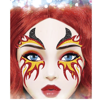 Gesichtsaufkleber Feuer Glitzer 20cm