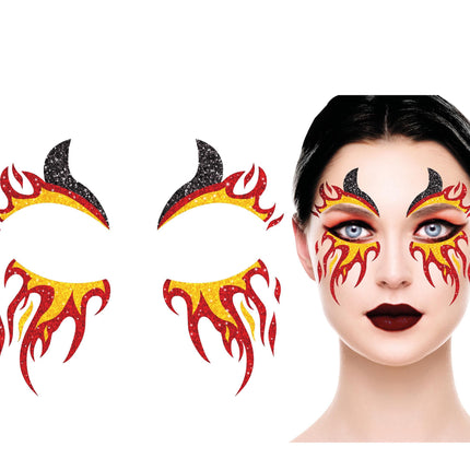 Gesichtsaufkleber Feuer Glitzer 20cm