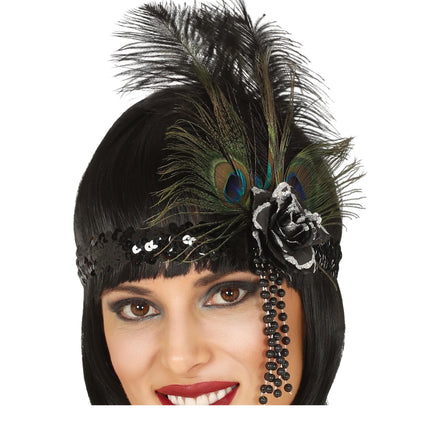 Schwarzes Stirnband Federn