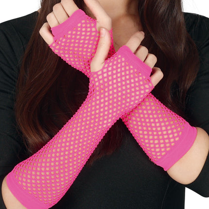 Handschuh Fischnetz Neon Fuschia