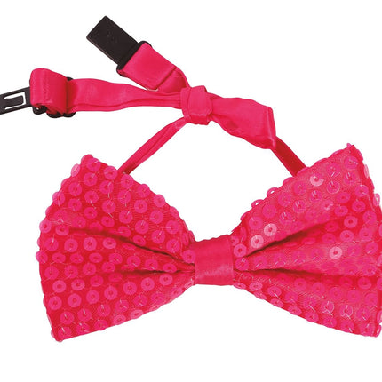 Neon Rosa Schleife Glitter 13cm