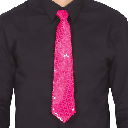 Neon Rosa Krawatte Glitter 37cm
