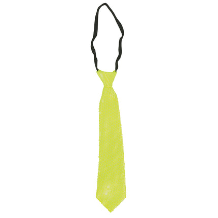 Neongelbe Krawatte Glitter 37cm