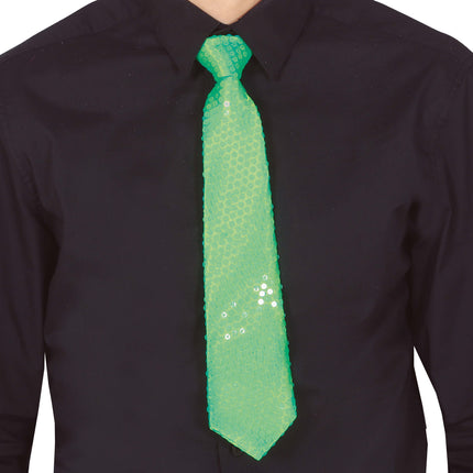 Neongrüne Krawatte Glitter 37cm
