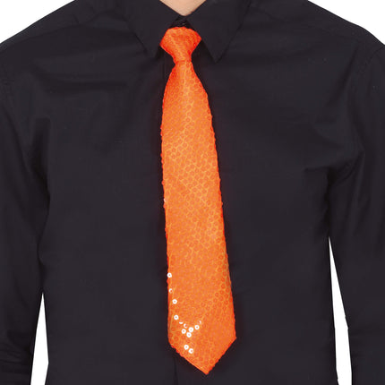 Neon Orange Krawatte Glitter 37cm