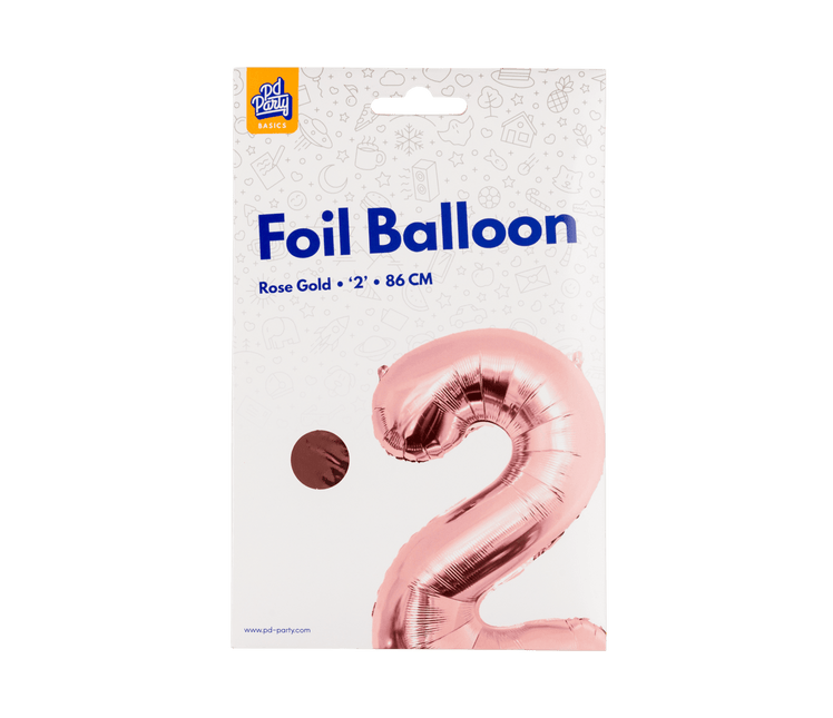 2 Jaar Cijfer Ballon Rose Goud Leeg 86cm van Paper Dreams koop je bij Partywinkel