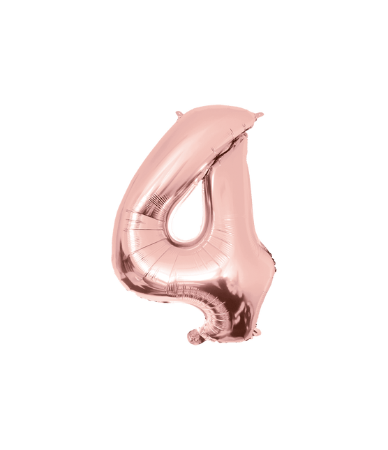 4 Jaar Cijfer Ballon Rose Goud Leeg 86cm van Paper Dreams koop je bij Partywinkel