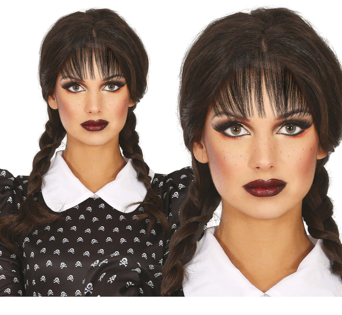 Schwarze Perücke mit Zöpfen