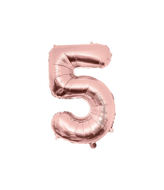 5 Jaar Cijfer Ballon Rose Goud Leeg 86cm van Paper Dreams koop je bij Partywinkel