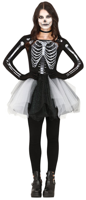 Skelett Halloween Kleid Damen Schwarz