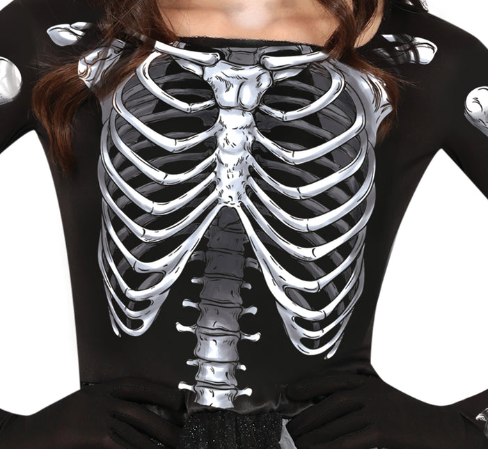 Skelett Halloween Kleid Damen Schwarz