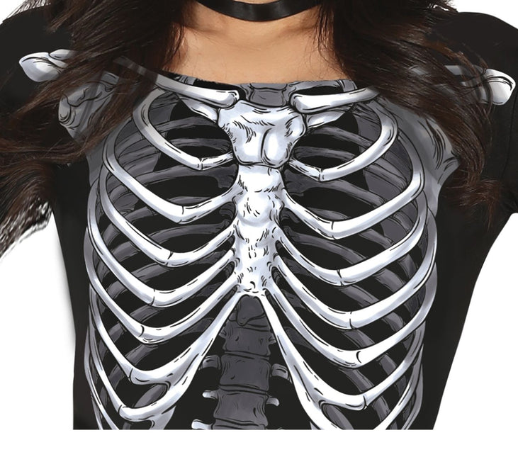 Skelett Halloween Kleid Damen Schwarz