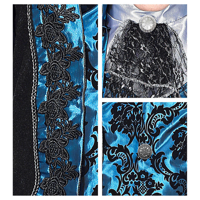 Halloween Kostüm Schwarz Blau Herren Vampir
