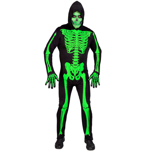 Halloween Kostüm Schwarz Grün Männer Skelett 2 Stück