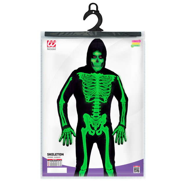 Halloween Kostüm Schwarz Grün Männer Skelett 2 Stück