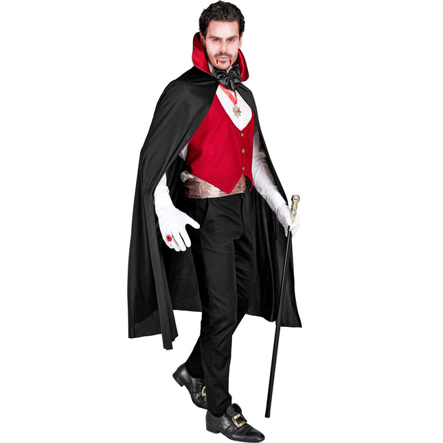 Halloween Kostüm Schwarz Rot Herren Vampir 4-teilig