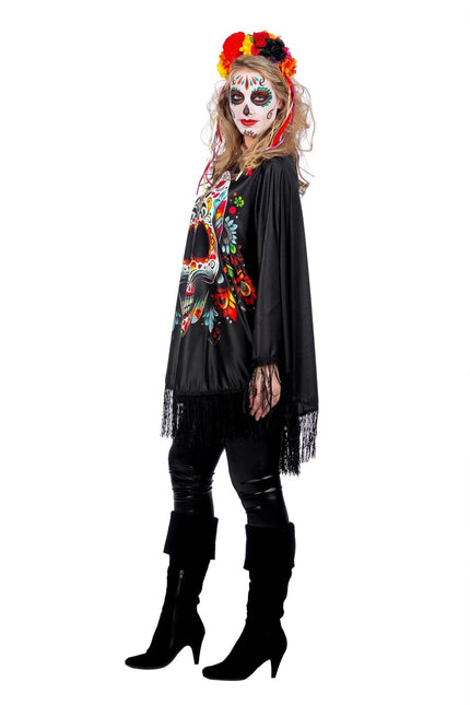 Dia De Los Muertos Poncho Dames van Wilbers & Wilbers koop je bij Partywinkel