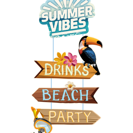 Buntes Türschild Summer Vibes 60cm