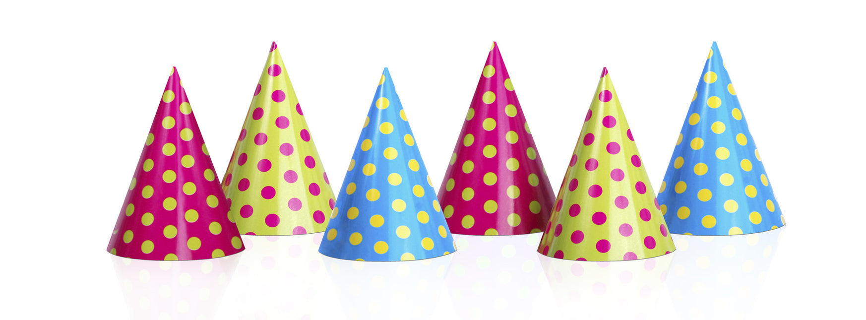 Bunte Partyhüte Dots 16cm 6St