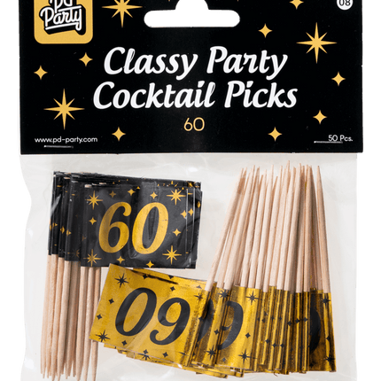 Cocktailstäbchen 60 Jahre 6,5cm 50Stk