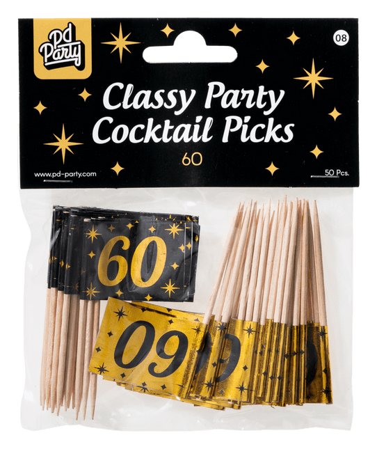 Cocktailstäbchen 60 Jahre 6,5cm 50Stk