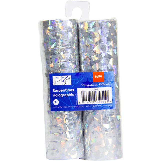 Silberne Serpentinen Holographisch 4m 18 Ringe 2St