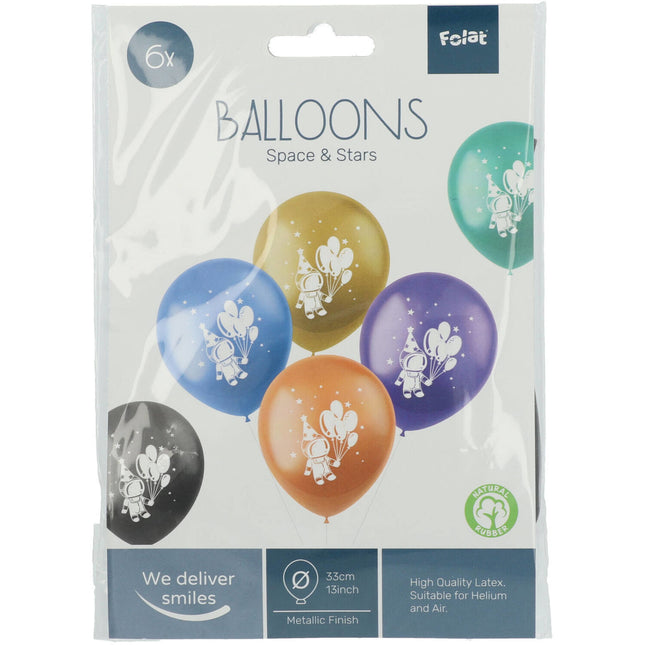 Ballons Space & Sterne Bunt 33cm 6Stk