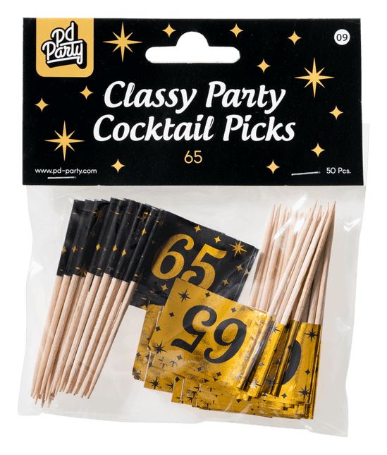 Cocktailstäbchen 65 Jahre 6,5cm 50Stk