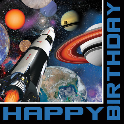 Space Party Servietten Happy Birthday 33cm 16Stück