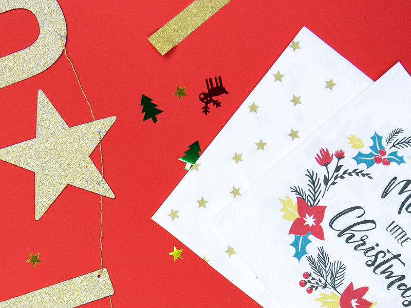 Weiße Servietten Gold Sterne 33cm 20Stk