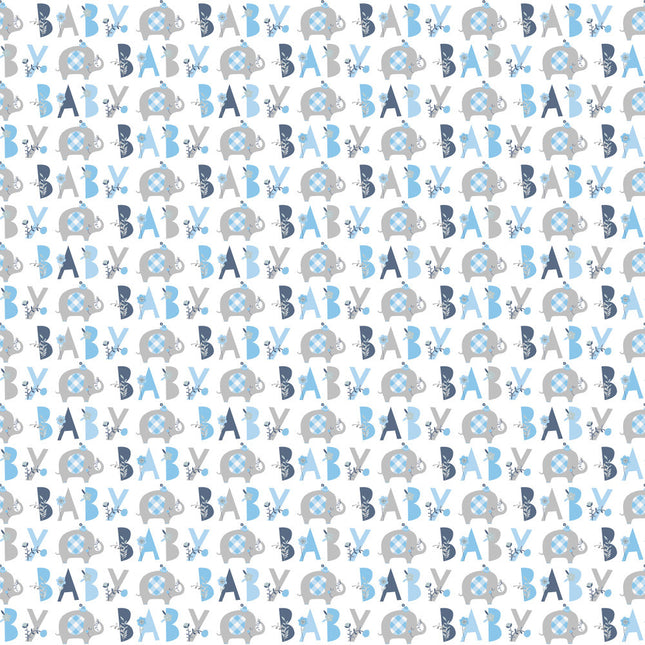 Baby Elefant Geschenkpapier Blau 1.52m