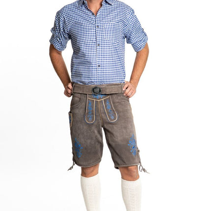 Lederhose Leder Short Shade Blau und Gürtel