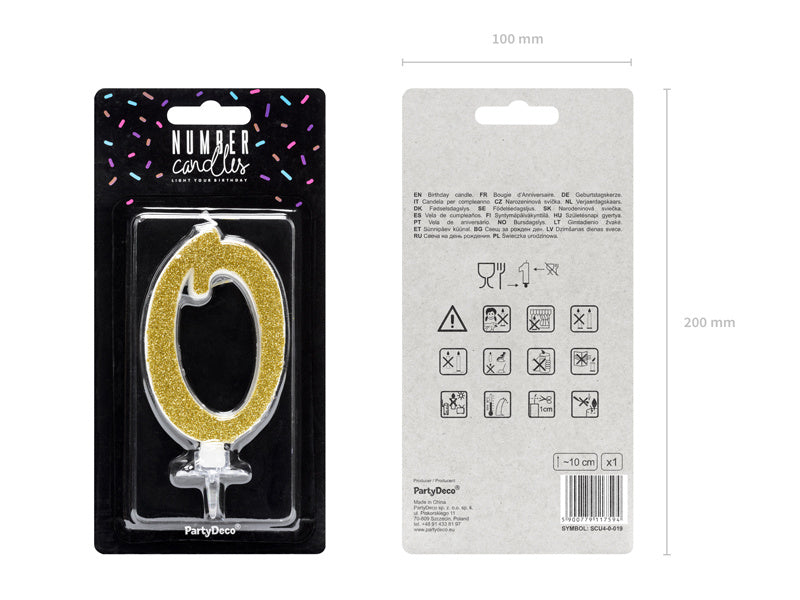 Kerze 0 Jahr Gold 10cm