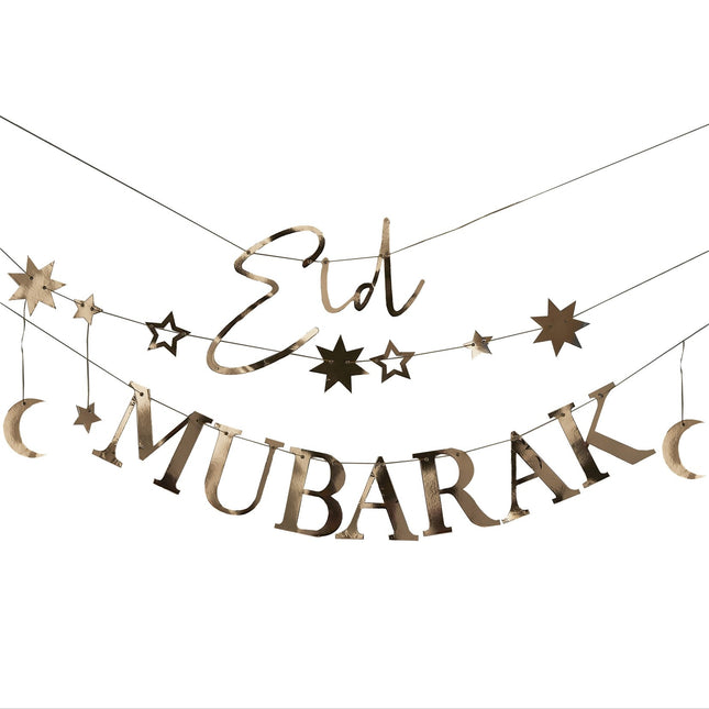 Goldene Ramadan Buchstabengirlande Eid Mubarak 1,5 m 3 Stk