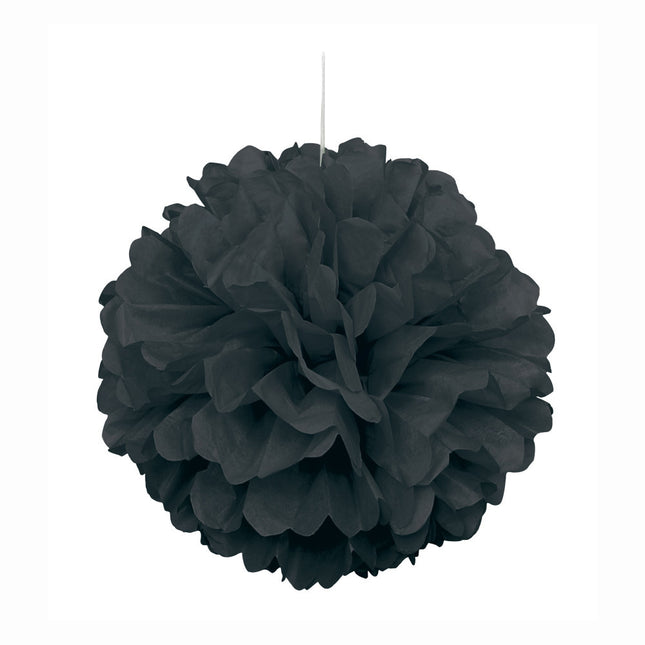 Pompon Schwarz 40cm