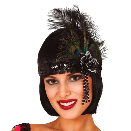 Schwarzes Stirnband Federn