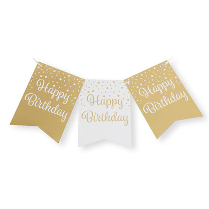 Banner Happy Birthday Gold Weiß 6m