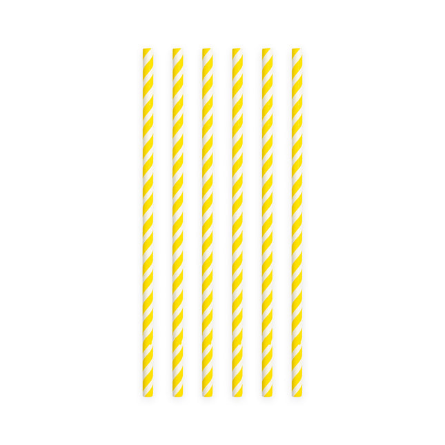 Papierstrohhalme Gelb Gestreift 19,7cm 20Stk