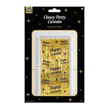 Happy Birthday Türvorhang Gold Schwarz