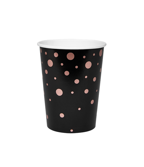 Becher Pink Dots Schwarz 13cm 8Stk