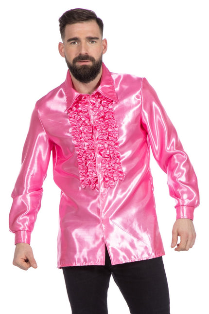 Disco Bluse Rüschen Rosa