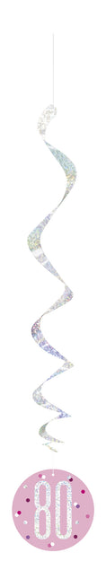 Hängende Dekoration 80 Jahre Rosa 81cm 6Stk