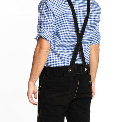 Lederhose Leder Short Schwarz Genäht und Strumpfhalter