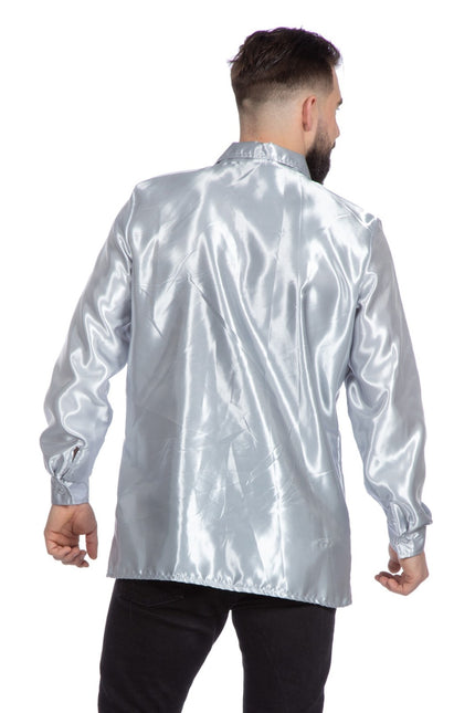 Disco Bluse Rüschen Silber