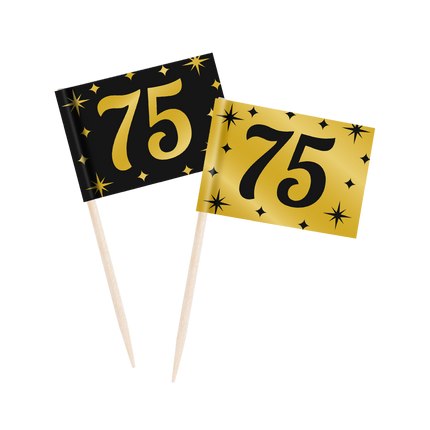 Cocktailstäbchen75 Jahre 6,5cm 50Stück