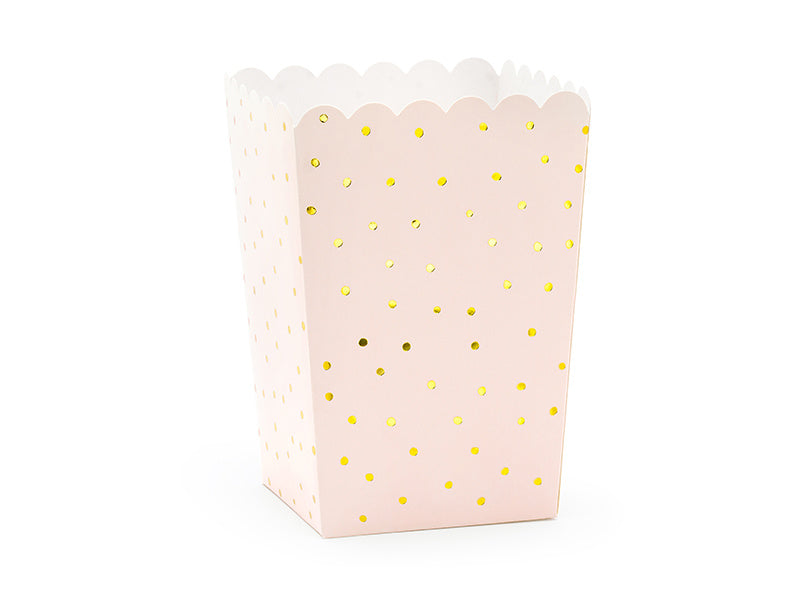 Hellrosa Popcornschalen Golden Dots 12,5cm 6Stk