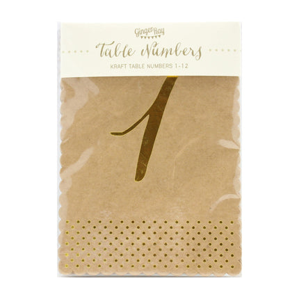 Tischnummern Braun/Gold 12 Stk